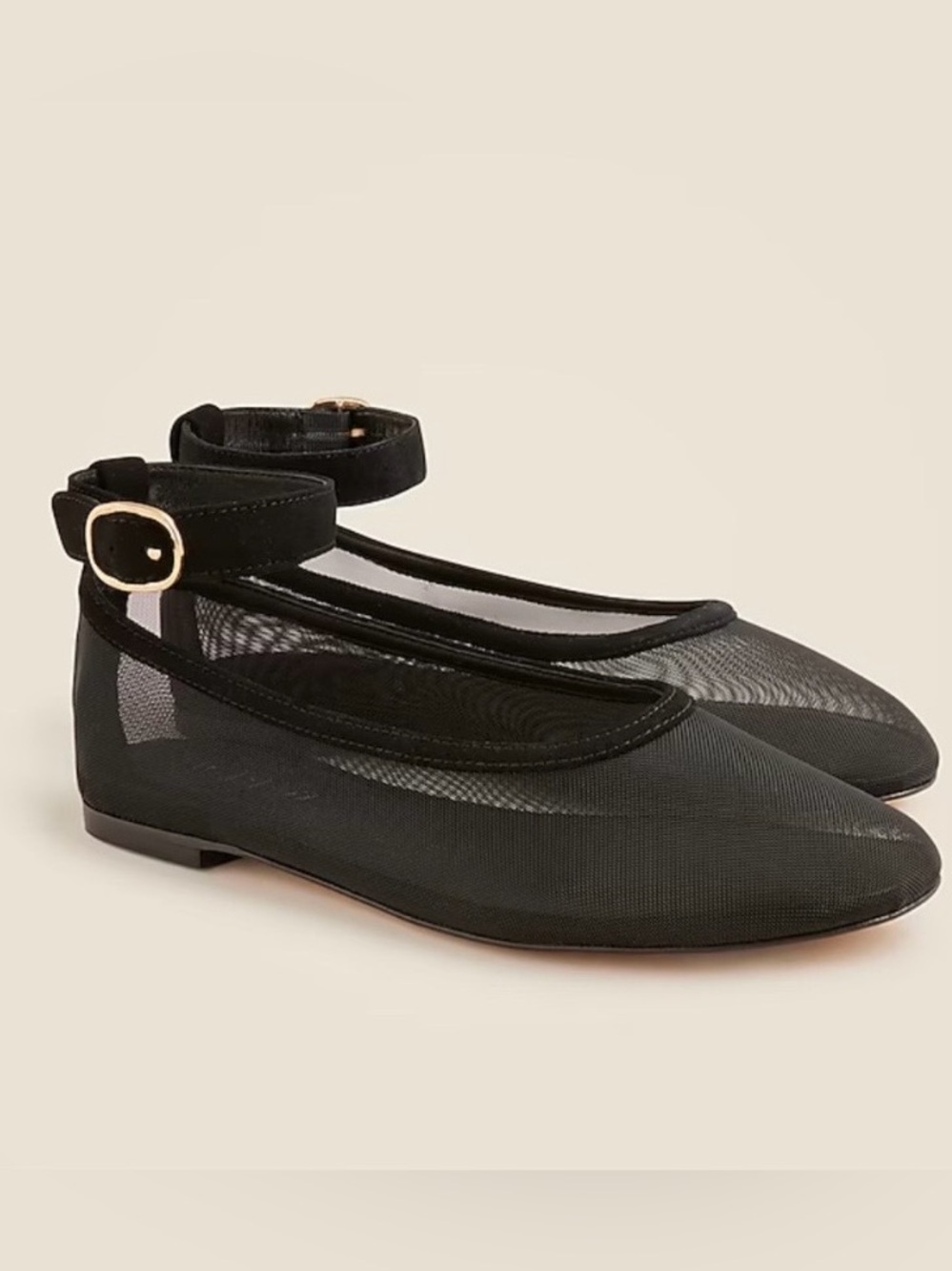 Andi Black Ankle-Strap Mesh J Crew Ballet Flats - Brand new in box